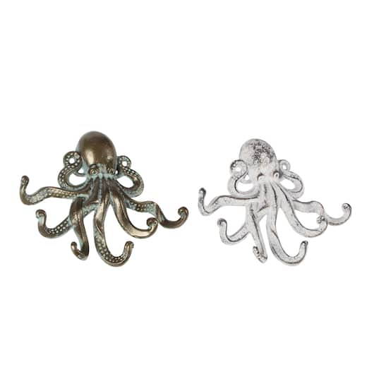 Set of 2 Bronze Metal Coastal Wall Hook, 8" x 7"